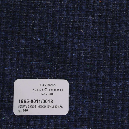 1965-0011-0018 Cerruti Lanificio - Vải Suit 100% Wool - Xanh Dương Trơn